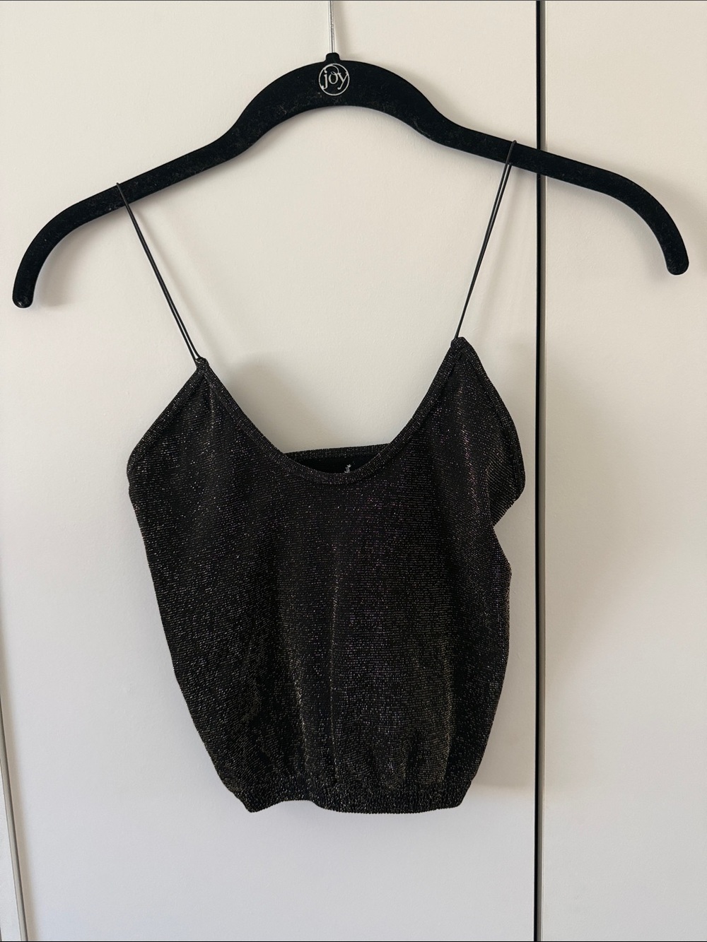 FREE PEOPLE / INTIMATELY Black Sparkle Spaghetti Strap Tank Top